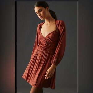 Anthropologie Shirred Cutout Mini Dress